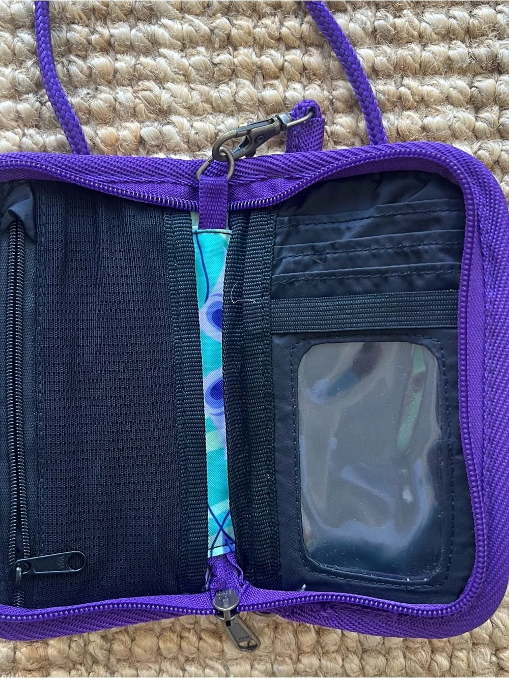 Women’s Teal & Purple Printed Crossbody Wallet